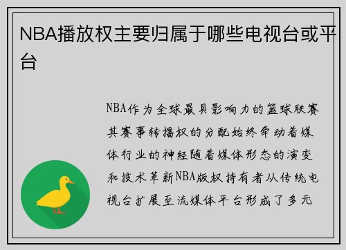 NBA播放权主要归属于哪些电视台或平台